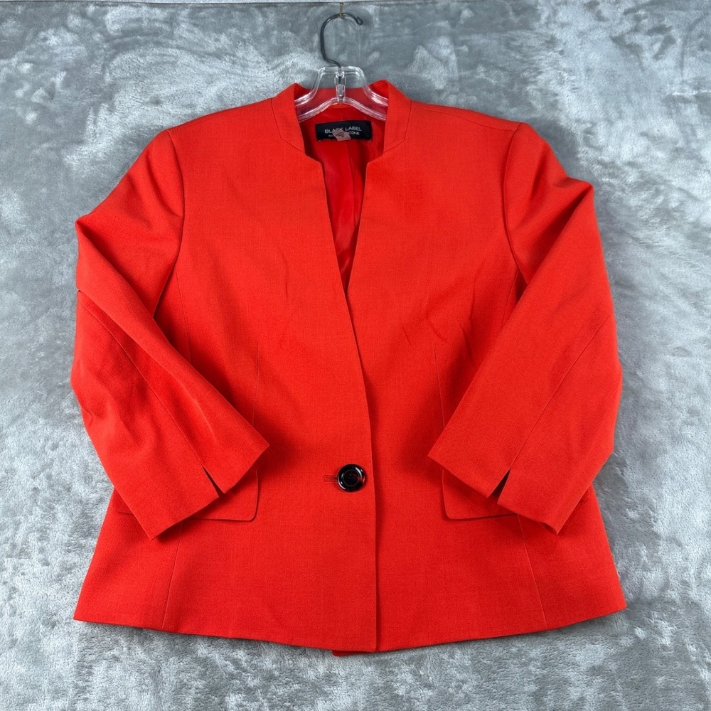 Black Label by Evan-Picone Blazer Womens 10 Orange Red 3/4 Sleeve EUC